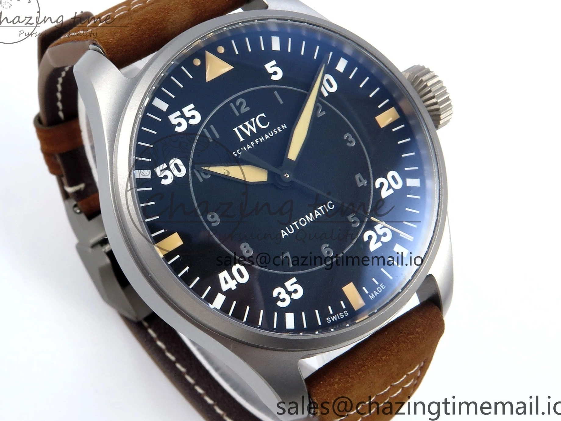 MIROTIME 0225 Big Pilot IW329701 M+F 1:1 Best Edition Black Dial on Brown Leather Strap MY RelaxedFit 7005